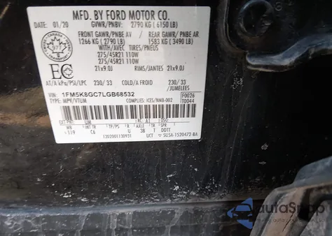 2020 Ford Explorer St from USA, damaged, VIN 1FM5K8GC7LGB68532